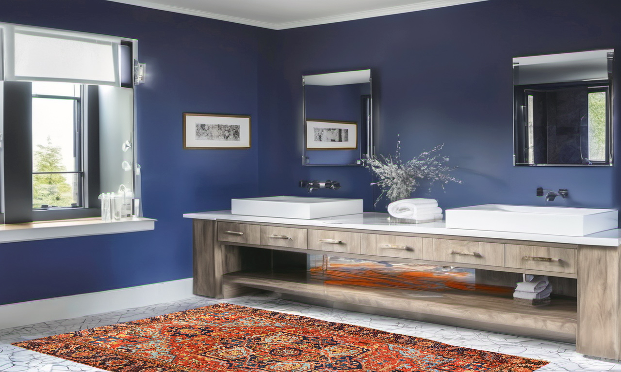 Dual sink luxury bathroom painted in Blue Nova 825