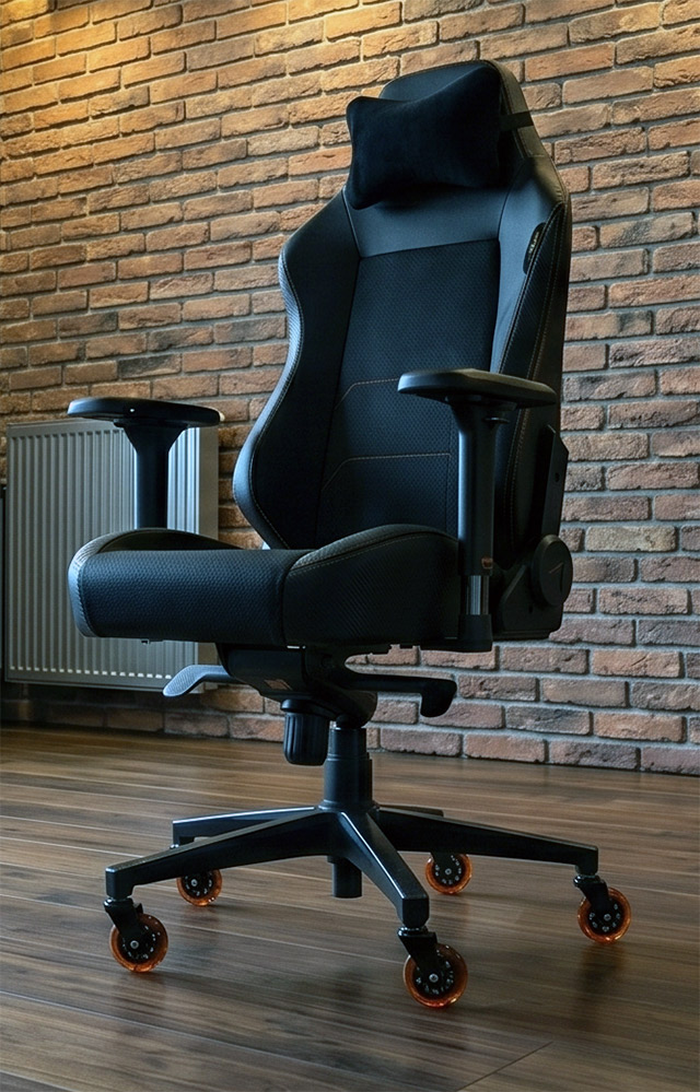 Polyurethane quiet castors installed on a gaming chair.
